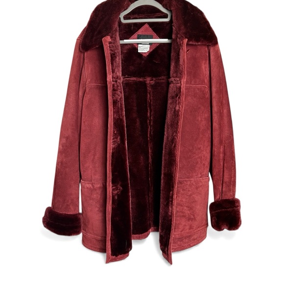 Dennis Basso | Y2K Vintage Red Leather Jacket with Faux Fur Trim - Picture 9 of 12